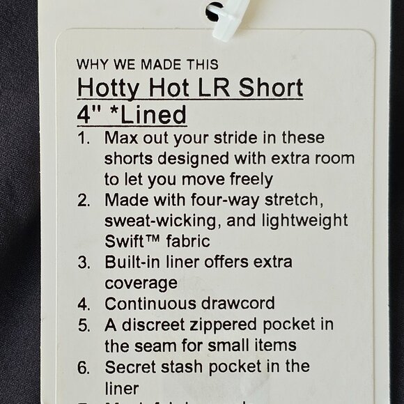 NWT LULULEMON Black Hotty Hot Low Rise 4" Shorts Lined 6 - Picture 8 of 8